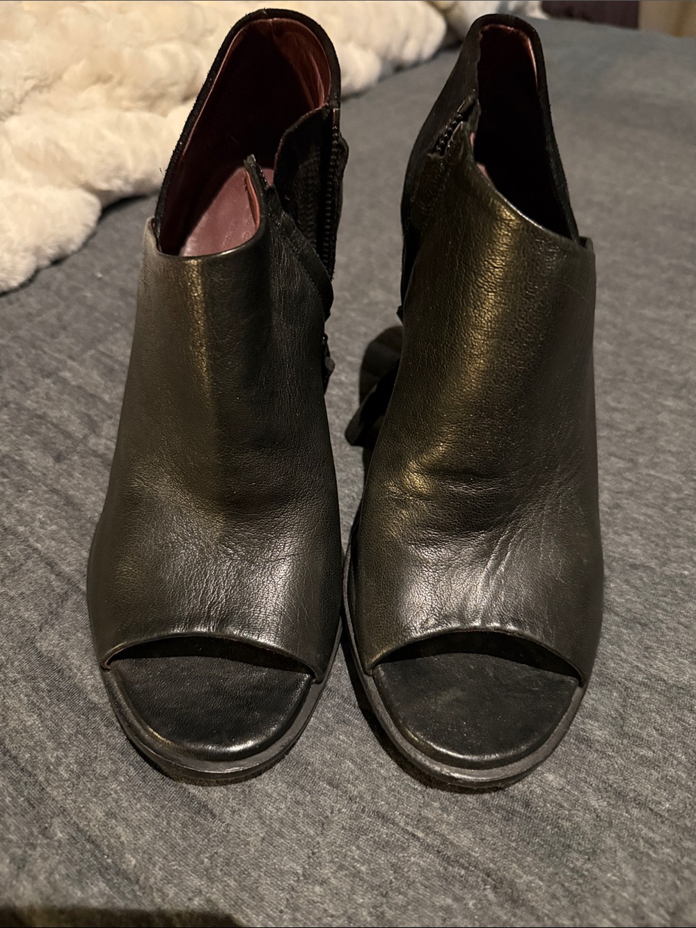 Rag & Bone Shoes Womens Size 39.5 Mabel Boot Peep Toe Leather Suede Heels